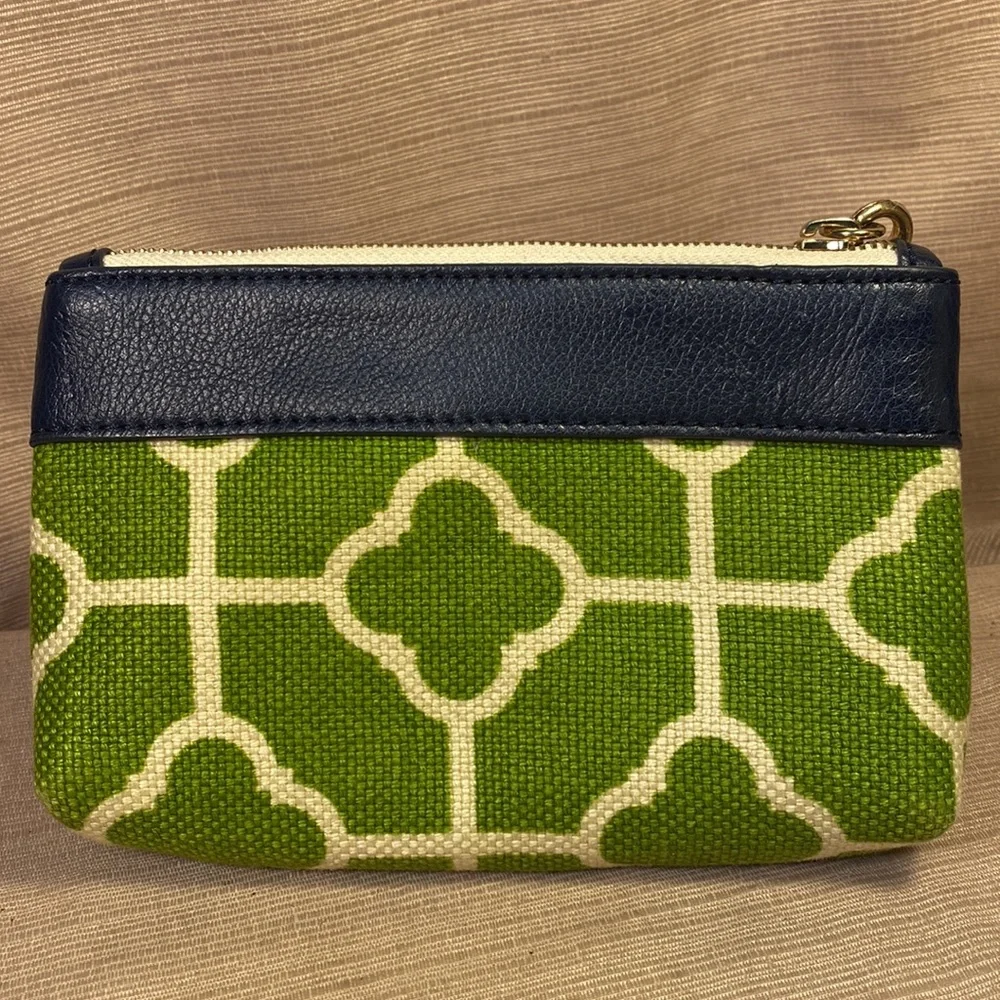 Spartina almost NEW leather/linen wristlet w/removable leash